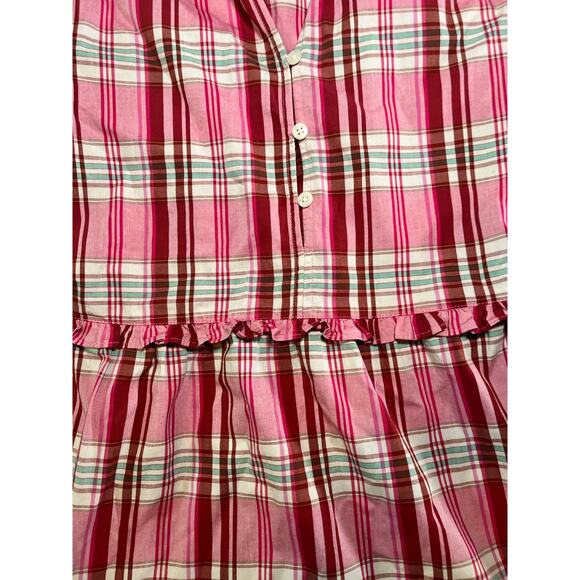 🌟3 for $35🌟 J.Crew Plaid Dress Pink Tiered Long Sleeve, Buttons Nursing Friendly - Picture 8 of 8